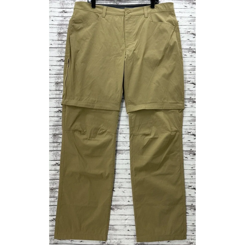 Lot of 2 Eddie Bauer Mens Convertible Tech Pants Khaki Size 38X34 Hiking Outdoor